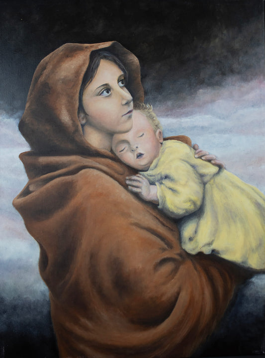 Oil Painting of a mothers love by Jerry PoynterFineArt.com