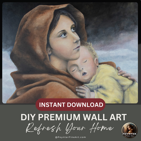 Mother And Child Oil Painting - Digital Print Download