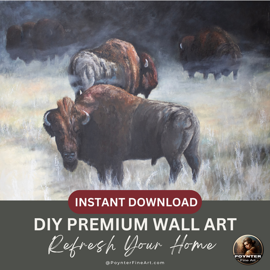 Buffalo In The Mist Art - Digital Print Download