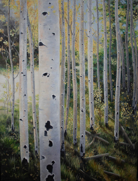 Oil Painting of Colorados Giants Aspen Trees by Jerry PoynterFineArt.com
