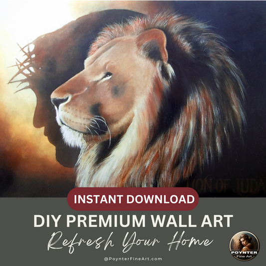 Majestic Lion With Jesus Shadow - Digital Print Download