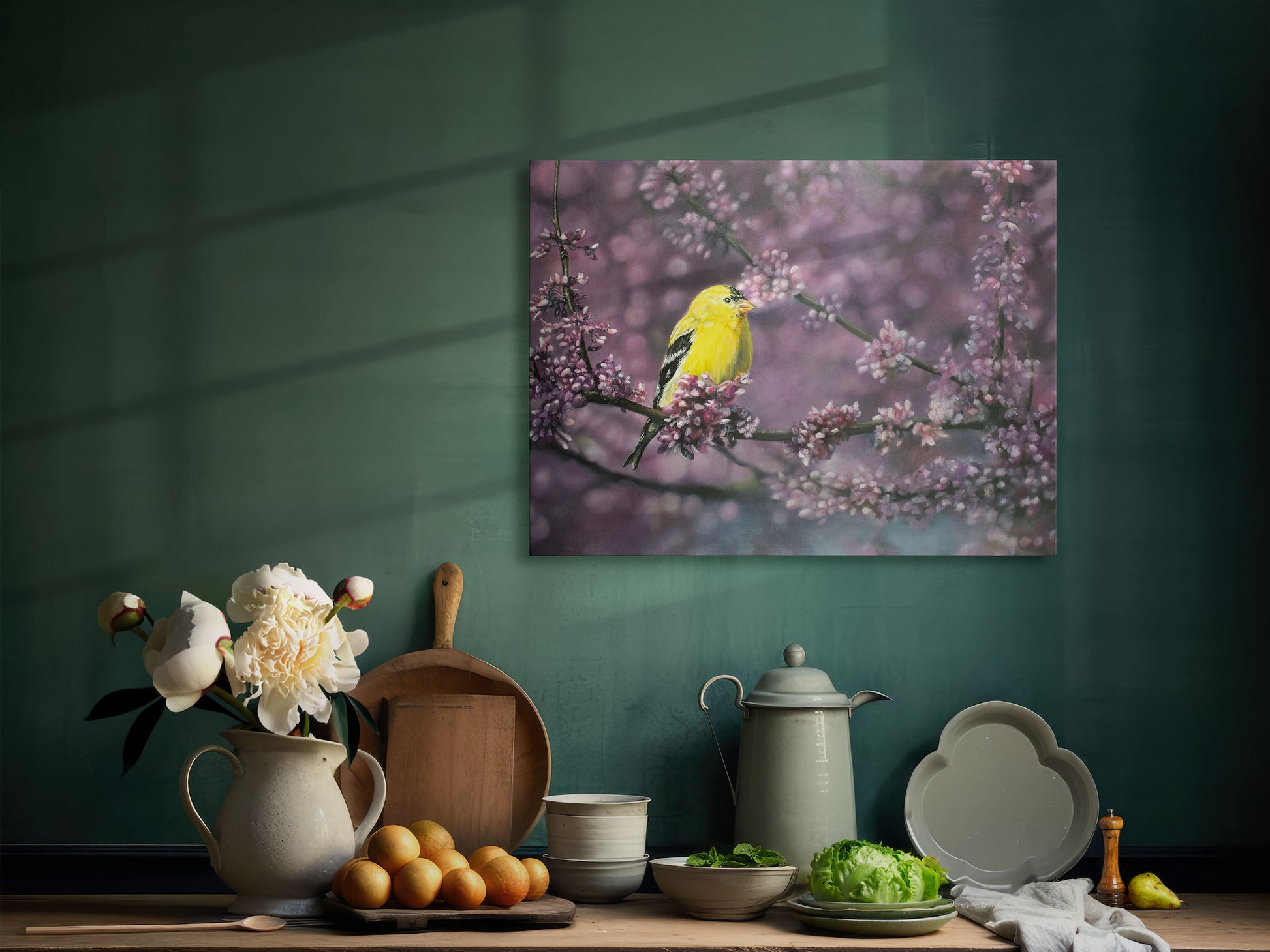 Oil Painting of Natrues Gold Goldfinch by Jerry PoynterFineArt.com