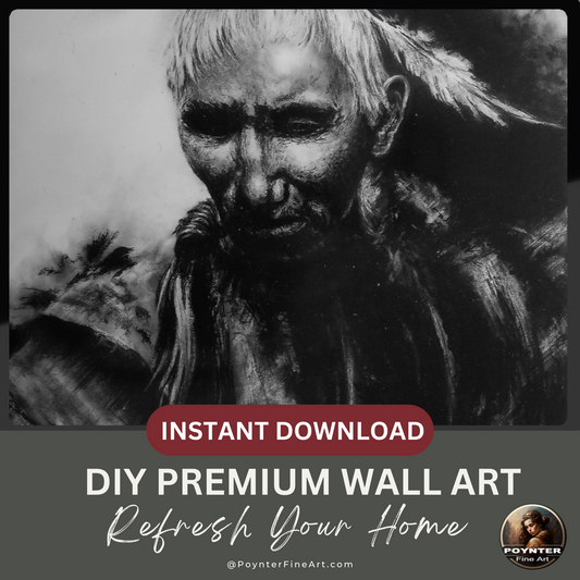 Native American Charcoal Drawing - Digital Print Download